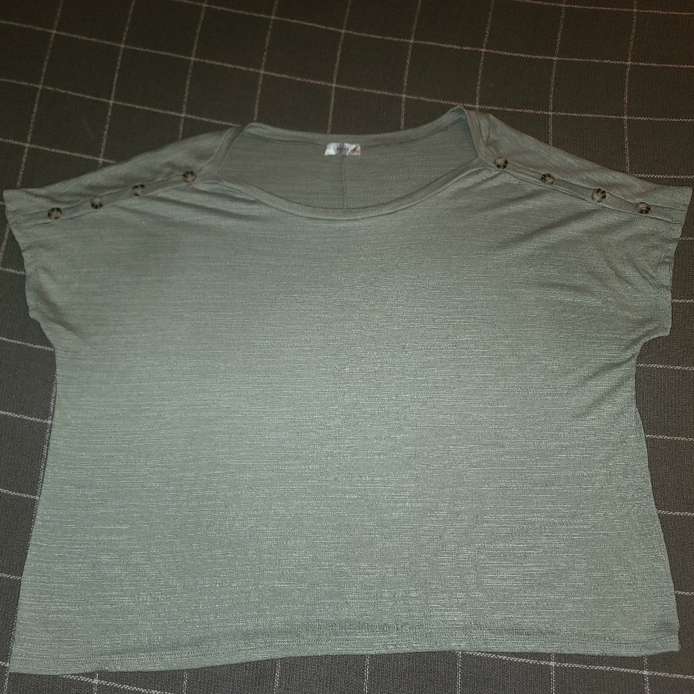 Light sage green top with button detail
